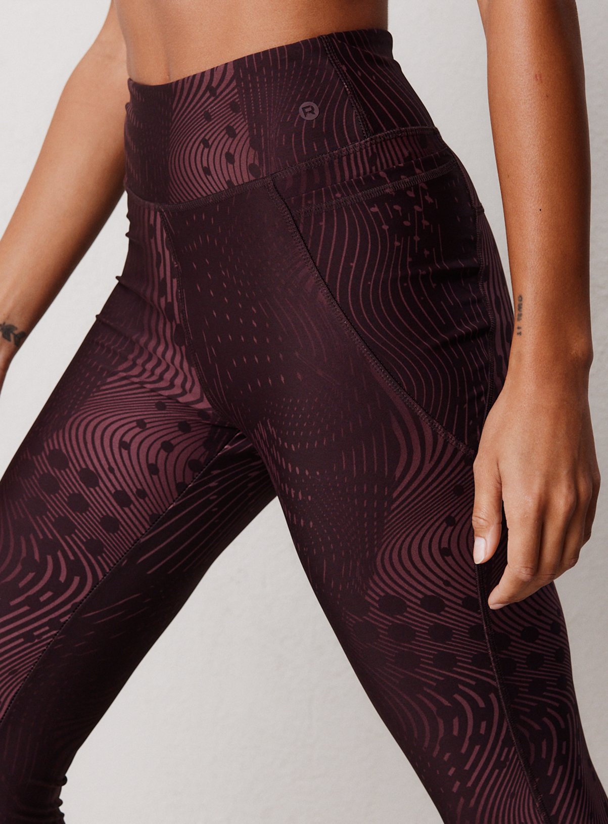 REAKTIV Dark Red Printed High Waisted Everyday Full Length Legging M - Image 3 thumbnail